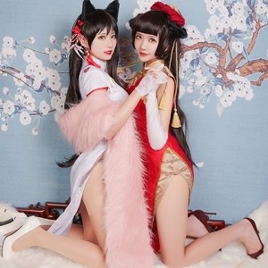 源纱希喵喵性感照片收藏：二次元美少女装扮、猫耳娘性感黑丝、玉兔封号壁纸